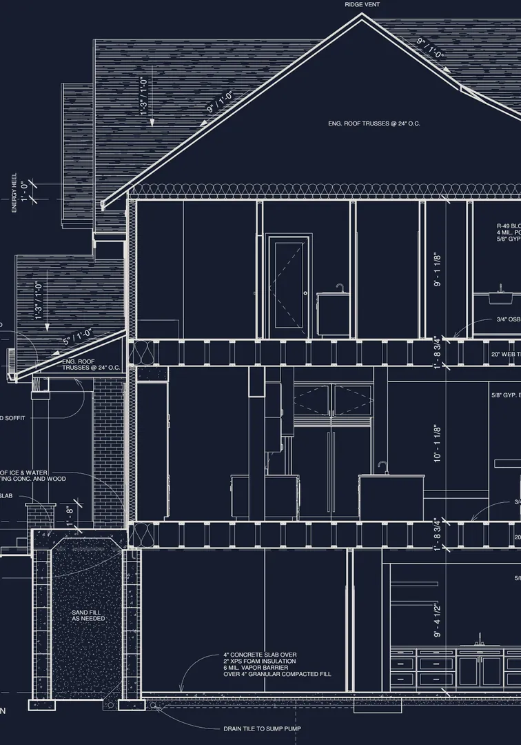Building section through the front porch, from sheet A108