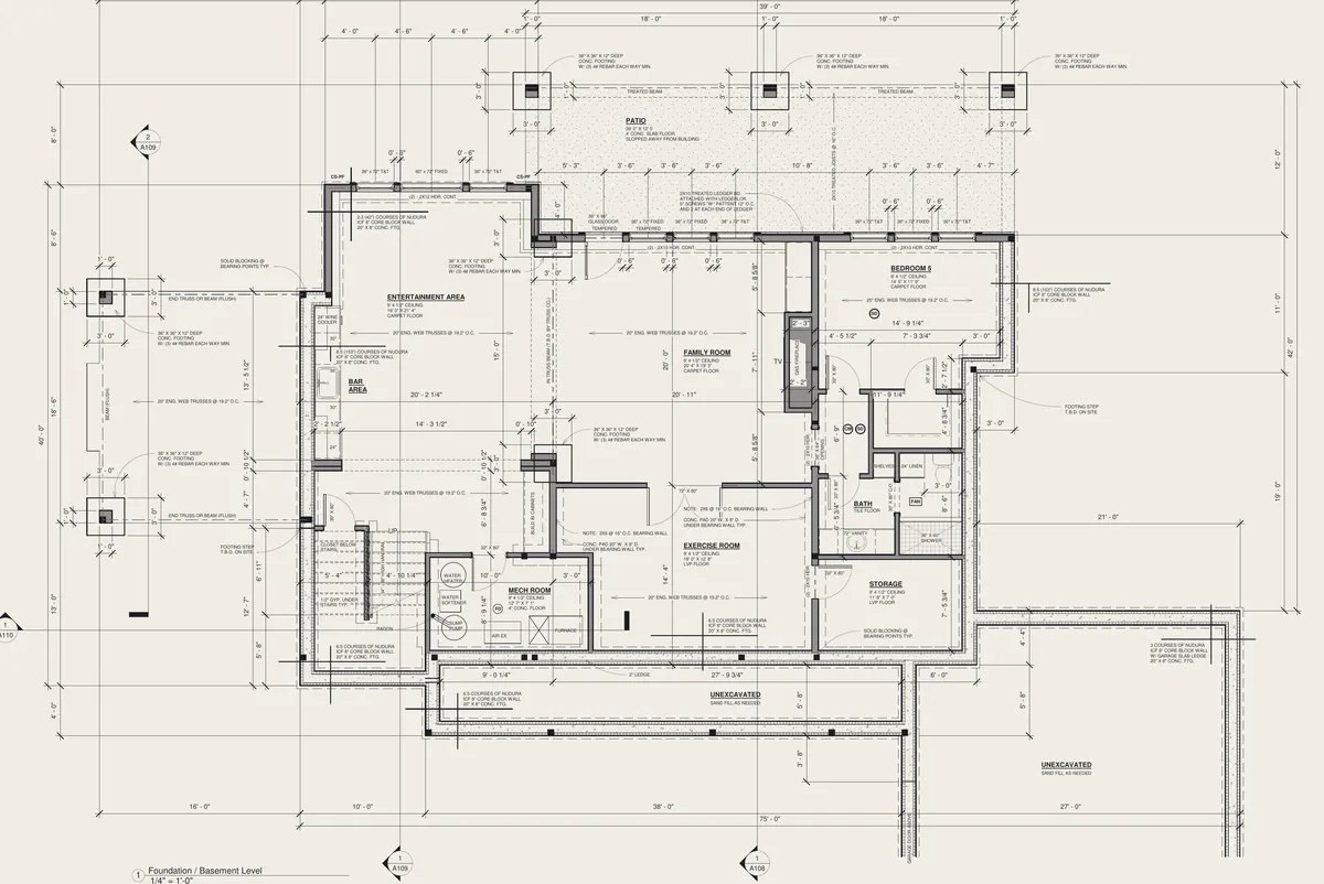 Lower level floor plan, sheet A103