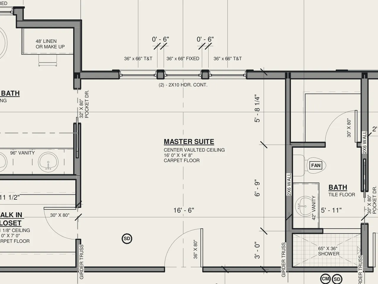 Primary Suite on the upper level floor plan, sheet A107